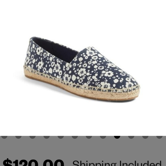 Tory Burch Shoes - Tory Burch Blue W/White Flowers Risa Espadrilles